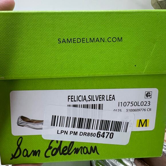Sam Edelman Felicia Leather Ballet Flats Silver I10750L023 Women's 8 M Metallic - Picture 10 of 10